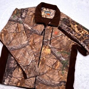 Game Winner Camo RealTree Xtra Fleece Jacket Mens 2XL Tree Bark Hunting Full Zip